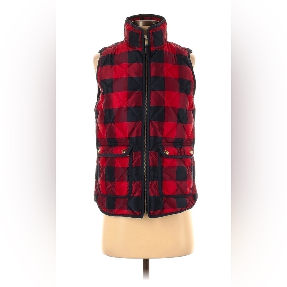 J.Crew Women's Red and Blue Buffalo Check Vest
